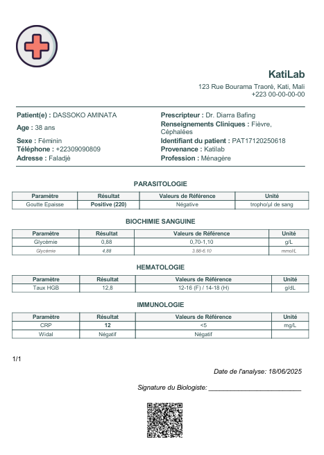 Impression des résultats